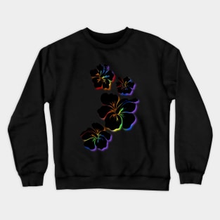 Hibiscus black with rainbow accents Crewneck Sweatshirt